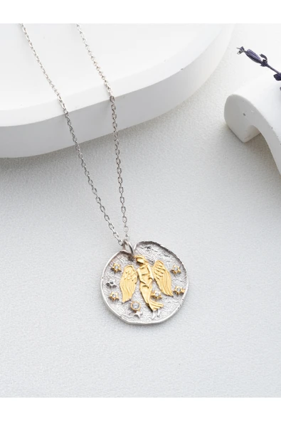 Two Arts Jewelry Kadın 925 Ayar Gümüş Başak Burcu Kolye | Kişiye Özel Tasarım | Hediye Kutusunda Altın 45 cm ürün görseli 1