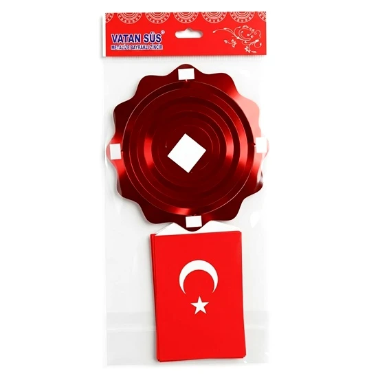 Vatan Metalize Sıralı Bayraklı Zincir Süs - 2 adet ürün görseli 1