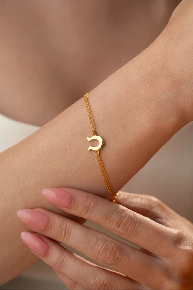 Two Arts Kadın At Nalı Figürlü Şans Bilekliği Bileklik Altın 18 cm ürün görseli 1