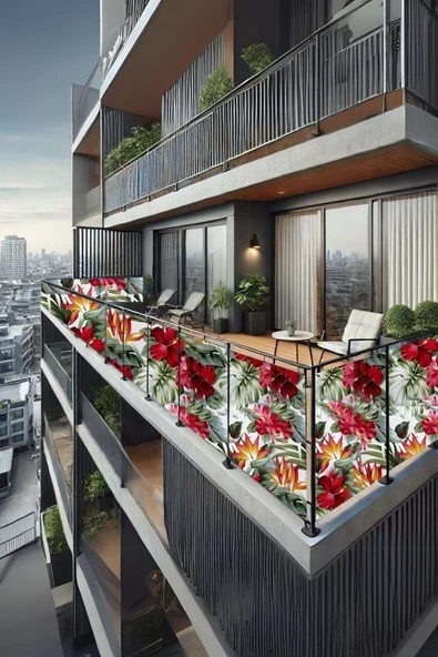 sizenelazım 70cm x 6m  Orkide  Balkon Bahçe Çit Brandası  Su İtici, UV Koruyucu, Dekoratif Örtü ürün görseli 1