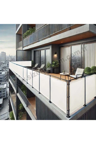 sizenelazım 70cm x 3.5m  Beyaz PVC Su Geçirmez Balkon Demiri Korkuluk Çit Branda ürün görseli 1