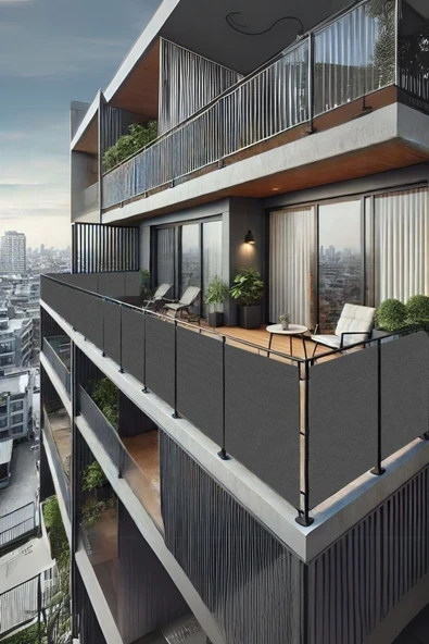 sizenelazım 90cm x 5m  Antrasit  Balkon Bahçe Çit Brandası  Su İtici, UV Koruyucu, Dekoratif Örtü ürün görseli 1