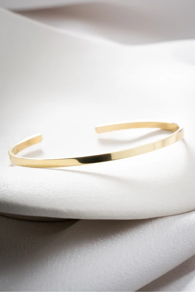 Two Arts Kadın Minimal İnce Kelepçe Açık Bileklik Altın 18 cm ürün görseli 1