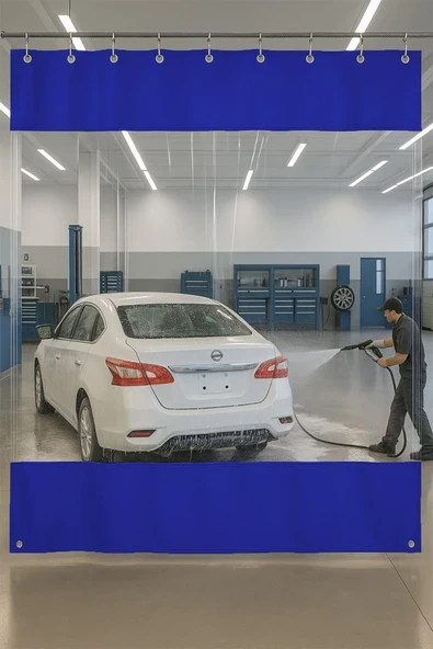 sizenelazım 0.80mm Şeffaf Oto Servis ve Yıkama Ara Bölme Perdesi 12 Renk Yükseklik 200 cm x Genişlik 650 cm ürün görseli 1