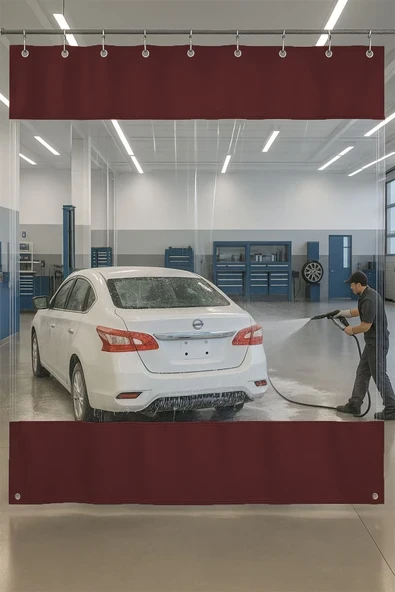 sizenelazım 0.80mm Şeffaf Oto Servis ve Yıkama Ara Bölme Perdesi 12 Renk Yükseklik 200 cm x Genişlik 750 cm ürün görseli 1