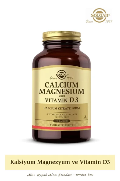 Solgar Calcium Magnesium With Vitamin D3 150 Tablet ( Kalsiyum Magnezyum Magnesyum D3) ürün görseli 1