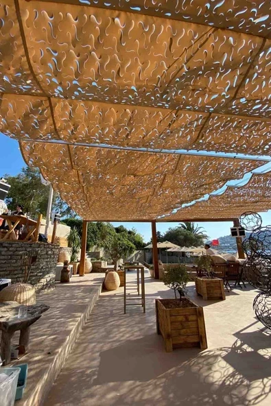 size ne lazım 1.5m X 18.5m Teleskopik Açılıp-kapanabilir Gölgelik Tente Sistemi Dalgalı Kamuflaj Desen Pergole ürün görseli 1
