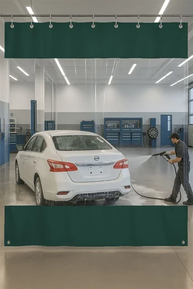 sizenelazım 0.80mm Şeffaf Oto Servis ve Yıkama Ara Bölme Perdesi 12 Renk Yükseklik 300 cm x Genişlik 750 cm ürün görseli 1
