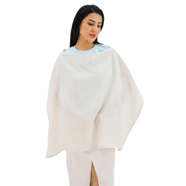 Miniboni Müslin Emzirme Örtüsü - White / Grey - Resim 4