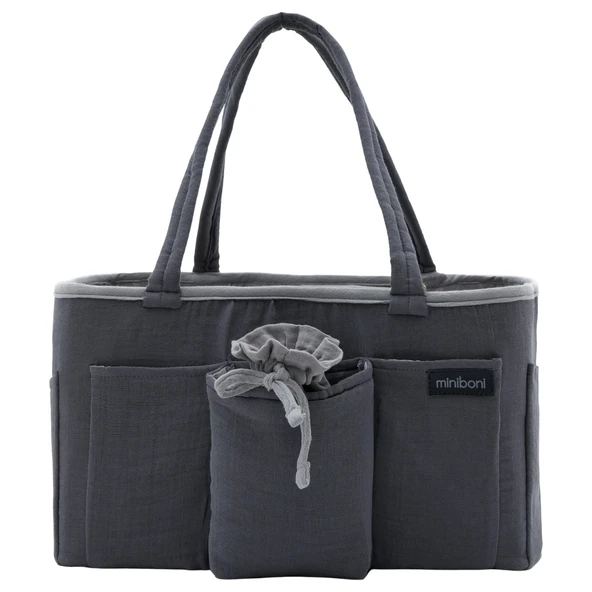 Miniboni Müslin Anne Organizer Çanta - Grey ürün görseli 1