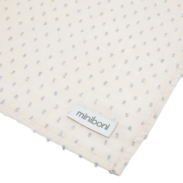 Miniboni Müslin Emzirme Örtüsü - White / Grey - Resim 9