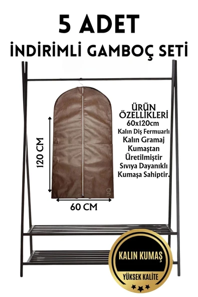 YEGGE 5 ADET 120x60cm Abiye Palto Kaban Mont Elbise Kılıfı Sıvıya Dayanıklı Kumaş Kalın Gamboç Kılıf ürün görseli 1