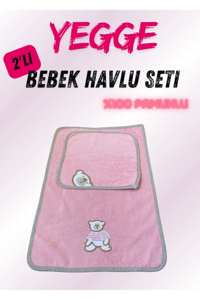 YEGGE Bebek Havlu Seti 1+1 %100 Pamuk Bebek Yıkama Havlu Seti Baby Towel Set Bebek Duş Seti ürün görseli 1
