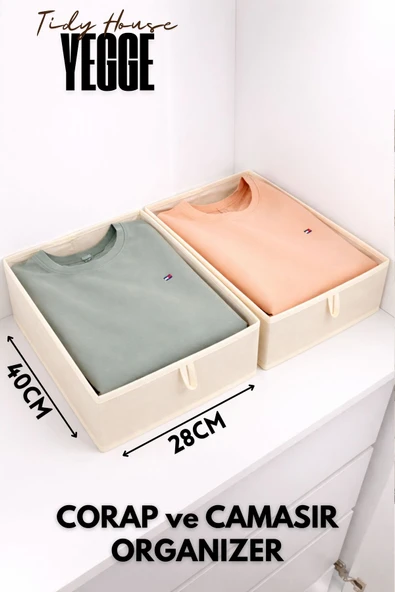 YEGGE 2 ADET Geniş Çekmece ve Dolap içi Düzenleyici, Raf Düzenleyici, 40x28x10 Çorap ve Çamaşır Organizer ürün görseli 1