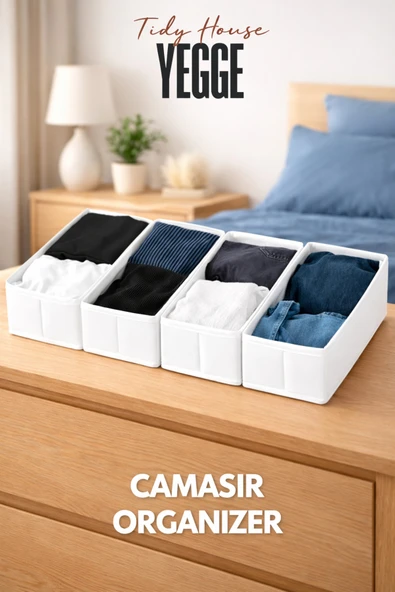 YEGGE 4 ADET Çekmece ve Dolap içi Düzenleyici, Raf Düzenleyici, 40x18x10 Çorap ve Çamaşır Organizer ürün görseli 1