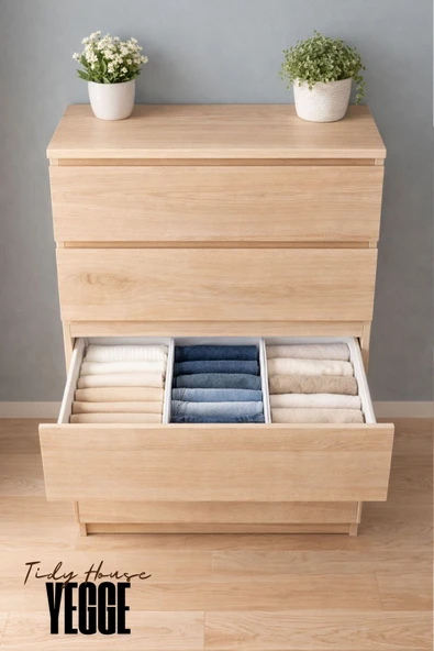 YEGGE 3 ADET Geniş Çekmece ve Dolap içi Düzenleyici, Raf Düzenleyici, 40x28x10 Çorap ve Çamaşır Organizer ürün görseli 1