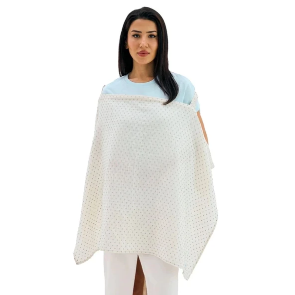 Miniboni Müslin Emzirme Örtüsü - White / Mint - Resim 3