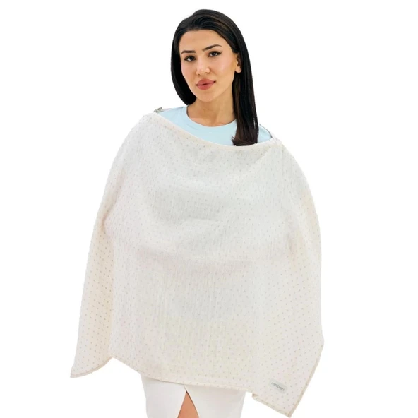 Miniboni Müslin Emzirme Örtüsü - White / Grey ürün görseli 1