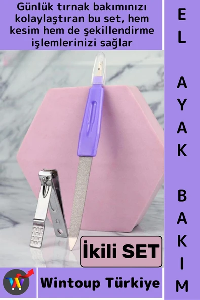 #TırnakBakım El Ayak Bakım Manikür Aparatı Kesme Şekillendirme Pratik Tırnak Makası Törpü İkili SET ürün görseli 1