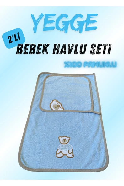 YEGGE Bebek Havlu Seti 1+1 %100 Pamuk Bebek Yıkama Havlu Seti Baby Towel Set Bebek Duş Seti ürün görseli 1