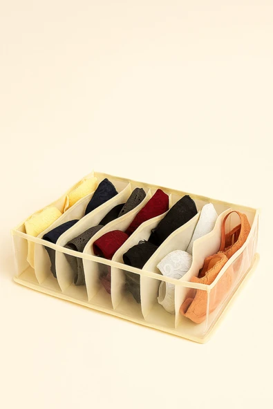 YEGGE Krem Şeffaf Sütyen Düzenleyici 36 X 32 X 12 Cm Dolap içi Sütyen Organizer Çekmece Sütyen Düzenleyici ürün görseli 1