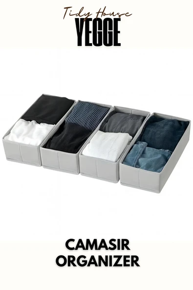 YEGGE 4 ADET Çekmece ve Dolap içi Düzenleyici, Raf Düzenleyici, 40x18x10 Çorap ve Çamaşır Organizer ürün görseli 1