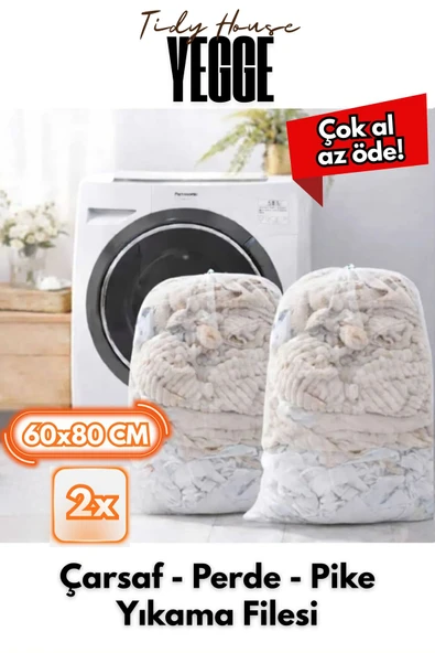 YEGGE 2 ADET Büyük Boy Lüks Dayanıklı 60x80 Perde Ve Çamaşır Yıkama Filesi ürün görseli 1