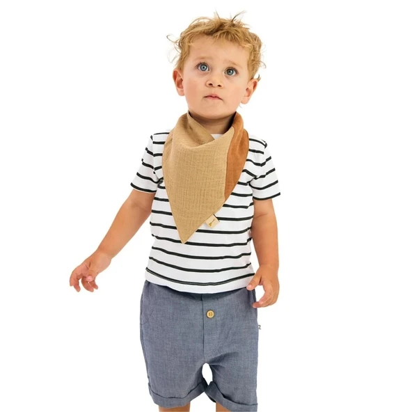 Miniboni 3'lü Müslin Fular - Beige - Resim 4