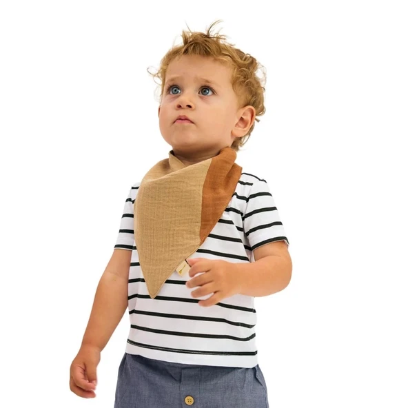 Miniboni 3'lü Müslin Fular - Beige - Resim 8
