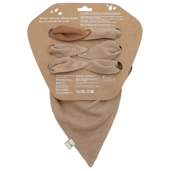 Miniboni 3'lü Müslin Fular - Beige - Resim 10