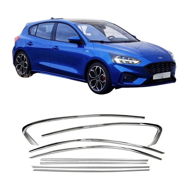 AUTOGP Ford focus 4 hb cam çerçevesi kenar çıtası krom tamtur 2019+ 8 parça ürün görseli 1