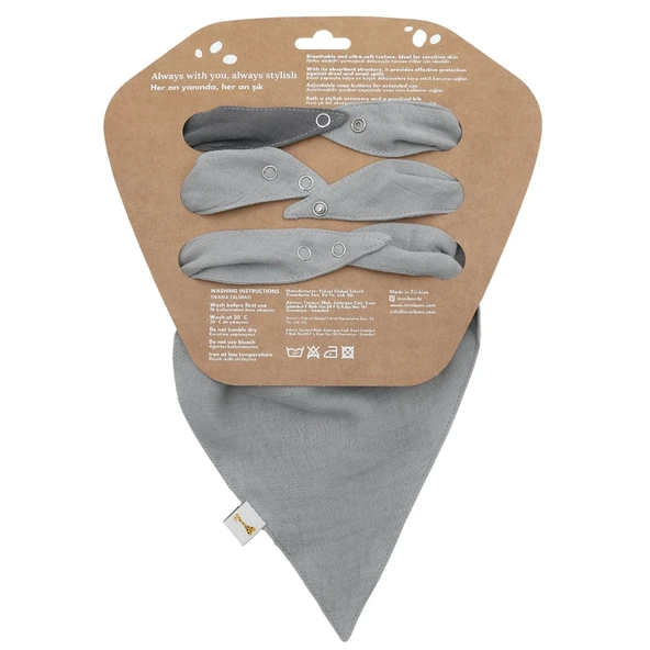 Miniboni 3'lü Müslin Fular - Grey - Resim 9