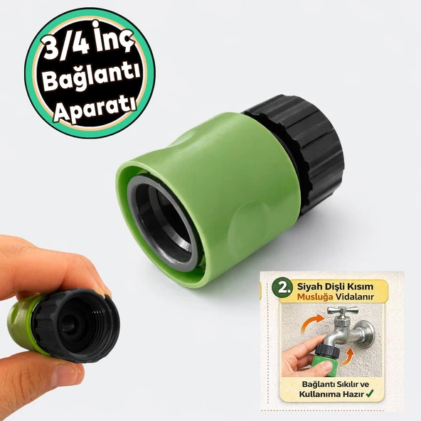 Çeşme Musluk Bağlantı Adaptörü ( 19 mm ) 3/4 Dişi 1 Adet Sök Tak Sistem Hortum Adaptörü ürün görseli 1