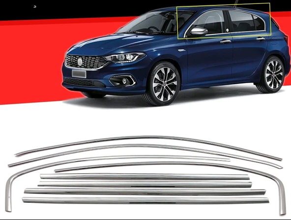 AUTOGP Fiat egea hb cam çerçevesi kenar çıtası krom tamtur 8 parça 2015+ ürün görseli 1