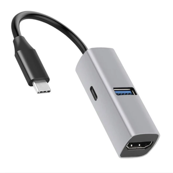 3in1 4k Hdmi Usb 3.0 PD 100w Type-C Şarj Girişli Çevirici Adaptör Hub ürün görseli 1