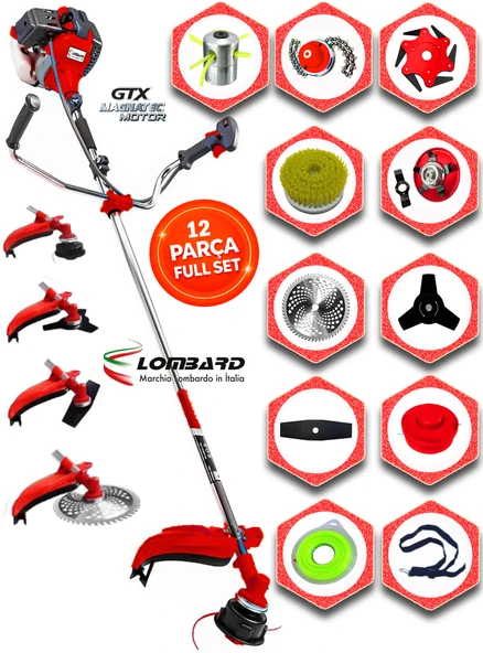 Cros Lombard İtaly FERONZA 527X Yan Tipi Benzinli Ot Çalı Çim Biçme Tırpanı+ 12 Pcs Komple Bahçe Setli ürün görseli 1
