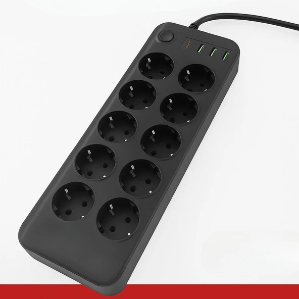 Norino Norino® Akım Korumalı Termal Uzatma Kablosu – 10 Priz, 2 USB ve 2 Type-C Girişli, Güçlü Çoklu Priz ürün görseli 1