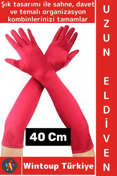 #PartiEldiveni Balo Parti Halloween Cosplay Dans Gösteri Davet Çok Şık Uzun Kumaş Eldiven 40 Cm ürün görseli 1