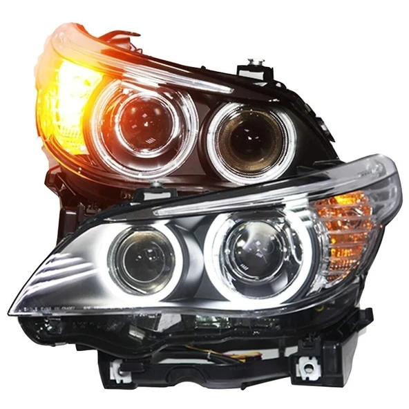 JUNYAN Bmw e60 lci model ön far lambası angel mercekli makyajsız kasa uyumlu ürün görseli 1