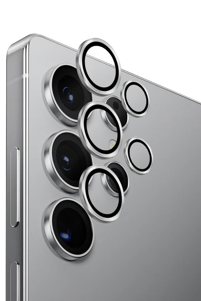 Samsung Galaxy S26 Plus Kamera Lens Koruyucu Alüminyum Çerçeve AluGuard Serisi Net Görüntü   GÜMÜŞ ürün görseli 1