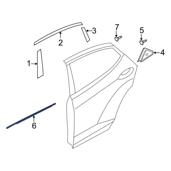 Hyundai Elantra 2011-2013 Cam Sıyırıcı Arka Kapı Dış Sol (Oem No: 83210-3X000) ürün görseli 1