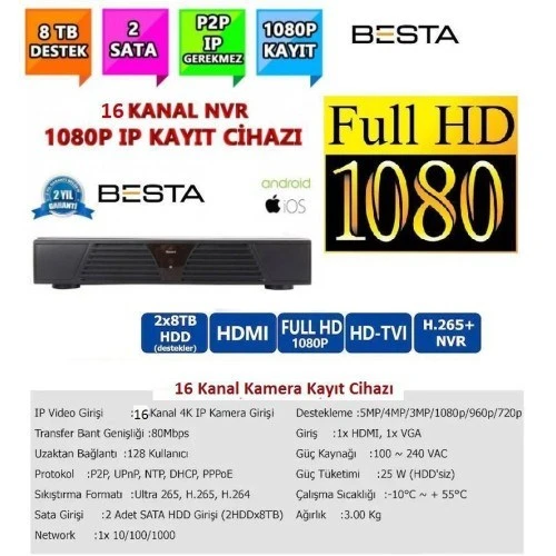 Norino NVR-8316 NVR IP 16 Kanal Kamera Kayıt Cihazı - ESEECLOUD ürün görseli 1