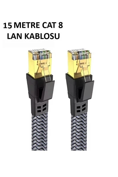 Norino Cat 8 LAN Kablosu –Ethernet Kablosu Örgü Kaplama, Yüksek Hızlı  (15 METRE) ürün görseli 1