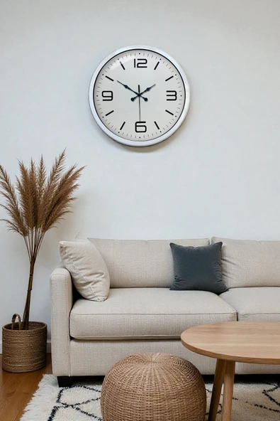 Norino 40 cm Beyaz Metal Modern Duvar Saati ürün görseli 1