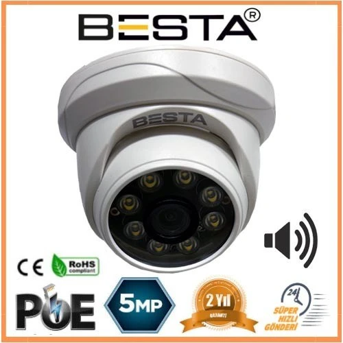 Norino 5 MP IP POE Dahili Mikrofonlu Dome Güvenlik Kamerası KD-5250 ürün görseli 1