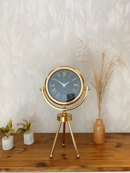 Norino Gold Metal Mini Tripod Sade Masa Saati 45×26 cm ürün görseli 1