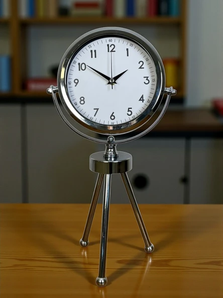 Norino Krom Modern Classic Üç Ayaklı Metal Masa Saati ürün görseli 1
