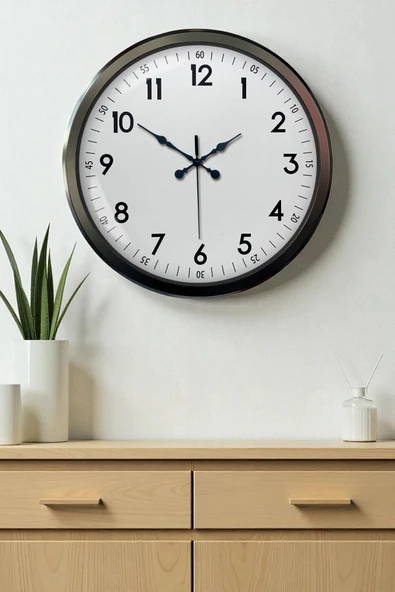 Norino Black Classic 52 Cm Metal Modern Ve Şık Duvar Saati ürün görseli 1