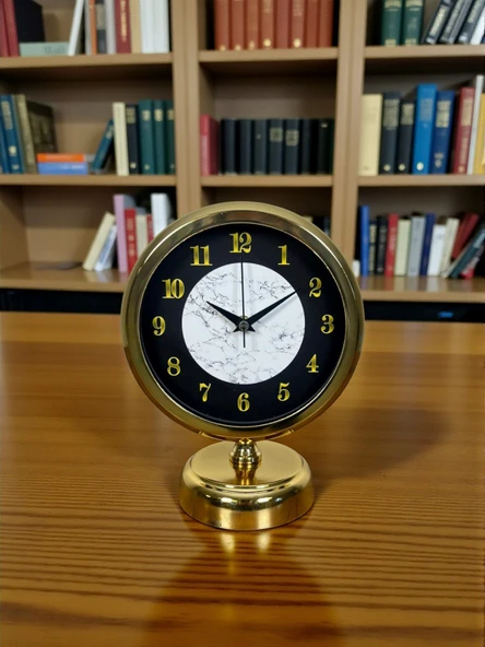Norino Mermer Işıltısı Gold 25 x 20 Cm Metal Masa Saati ürün görseli 1