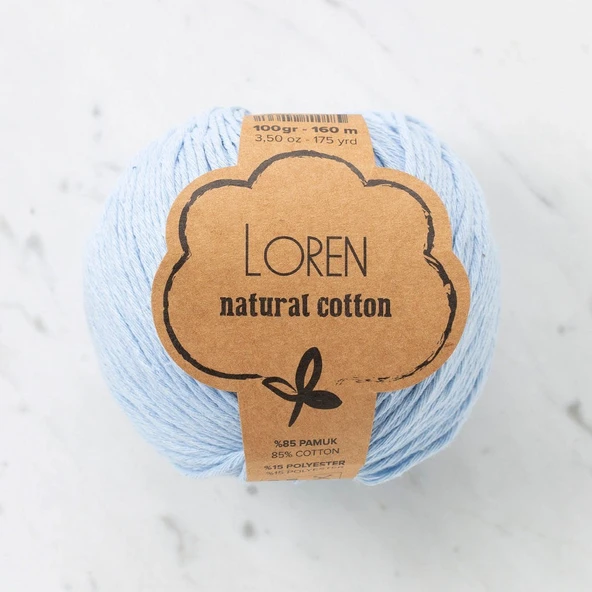 Norino Loren Natural Cotton Bebe Mavi El Örgü İpi - R090 - 33921 ürün görseli 1